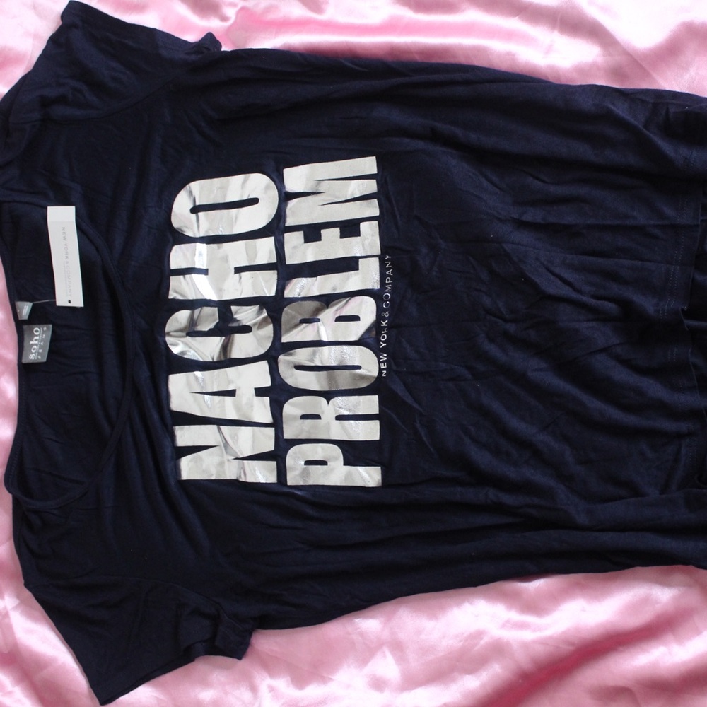 ⚡️Navy Blue “Nacho Problem” Slogan Tee